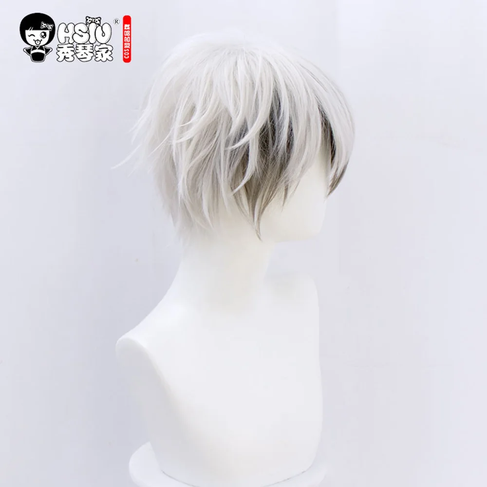 Сю Мефисто Косплэй парик игра Arknights серебристо белый короткая стрижка для парня
