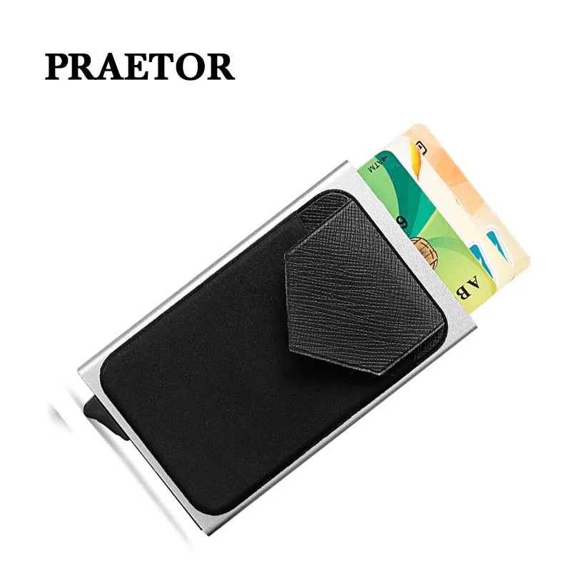 Минималистский кошелек мужской Эластичный мини металлический с блокировкой Rfid