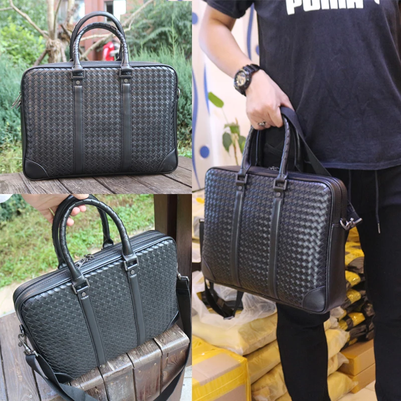 Men's Briefcase 100% Leather Business Handbags Large Capacity 15-Inch Computer Bag Fashion Shoulder Bag Luxury Brand 2022 New