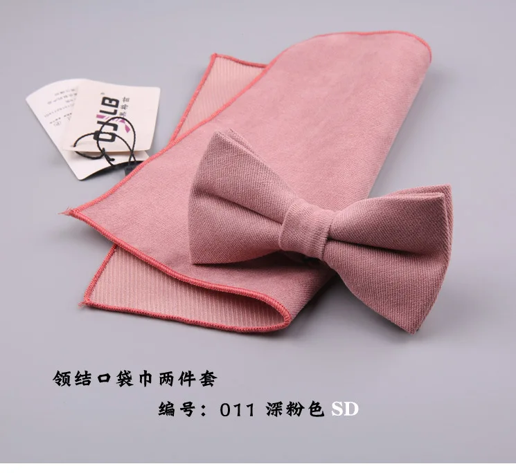 

Sitonjwly Men's Bowtie Handkerchief Set for Men Cotton Solid Bow Tie Pocket Square Set Gentlemen Wedding Bowties Custom Logo