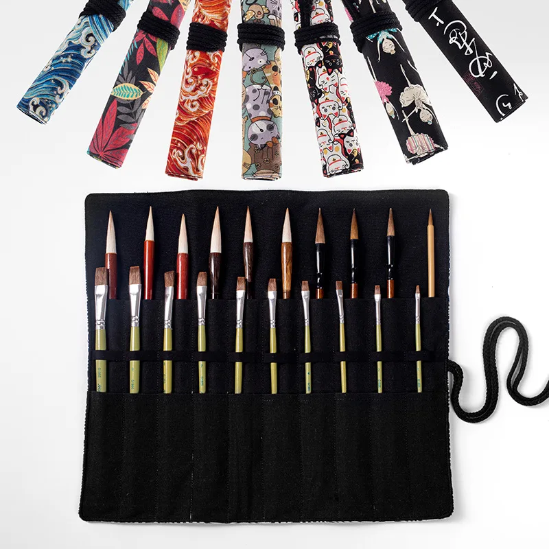 

20 Holes Roll Pencil Case School Writing Brush Pencilcase Big Cartridge Multifunctional Cosmetic Pen Bag Large Storage Pouch Kit