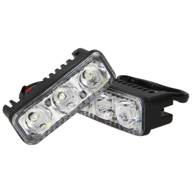 1 пара Универсальный 12 В 3 светодиодный противотуманный DRL свет белый супер яркий