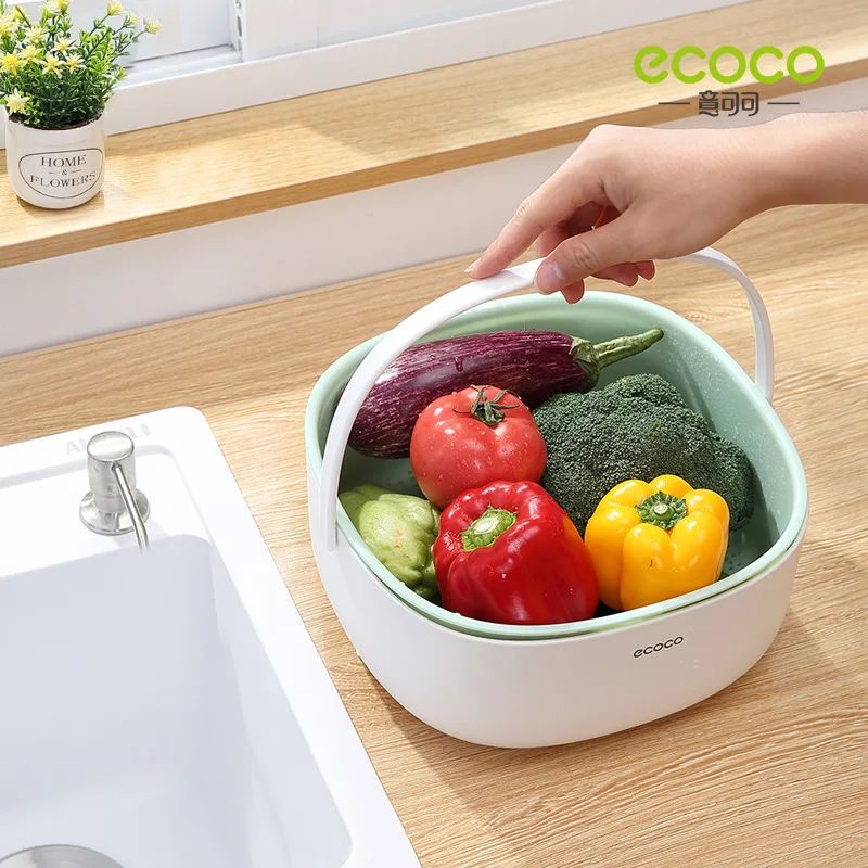 

Кухонная корзина с фильтром для воды ecoco, многофункциональная двухслойная корзина для овощей, домашний кофейный столик для гостиной, тарелк...
