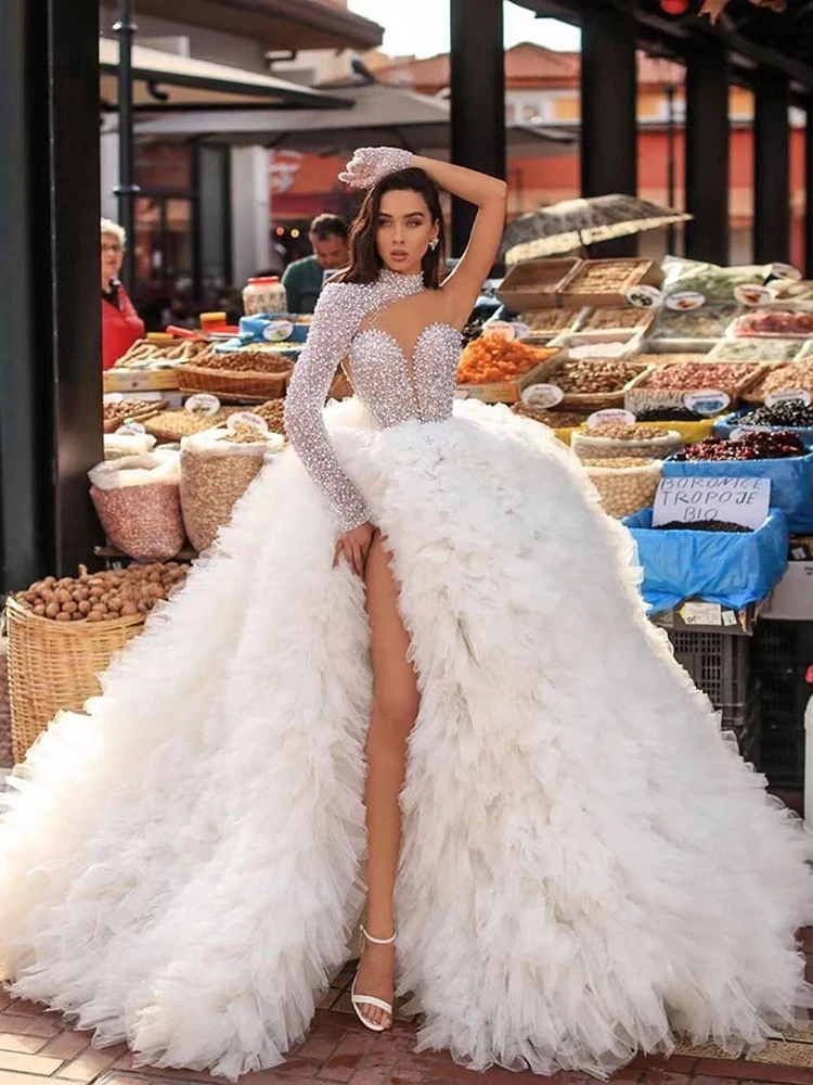 

PB Stylish Ball Gown Pearl Design Cascading Ruffles Sexy One Shoulder Celebrity Party Maxi Long Dress Free Shipping