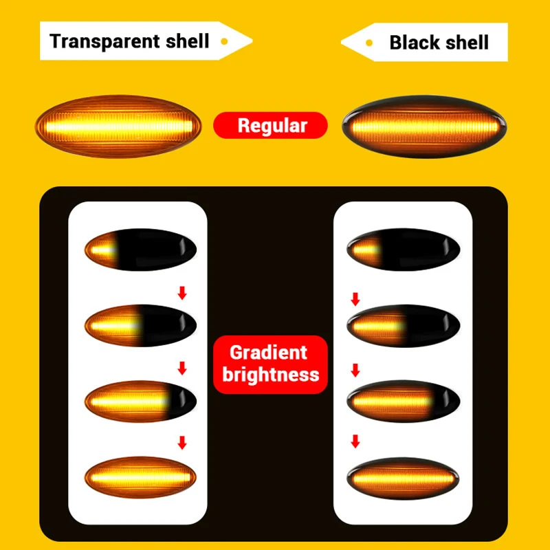 

QCDIN For Toyota Corolla Amber LED Side Marker Light Turn Signal Light T10 Adapter Non-Polarity Signal Light For Yaris Mk2 P9