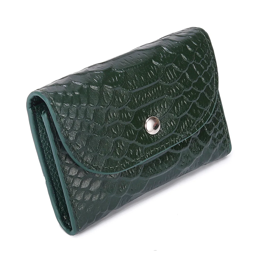 Alligator dark green Кошелек из натуральной кожи Женский Повседневный простой женский короткий маленький кошелек портмоне держатель для карт мужская сумка для денег с карманом на молнии - Цвет: Alligator dark green