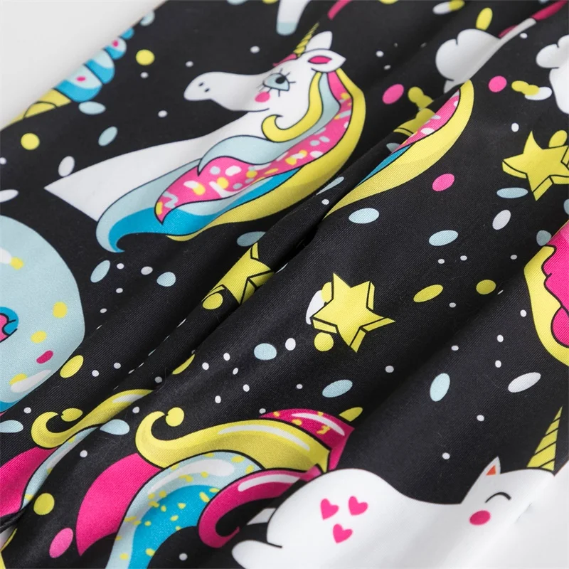 Леггинсы детские с единорогом тонкие облегающие брюки со средней талией длинные