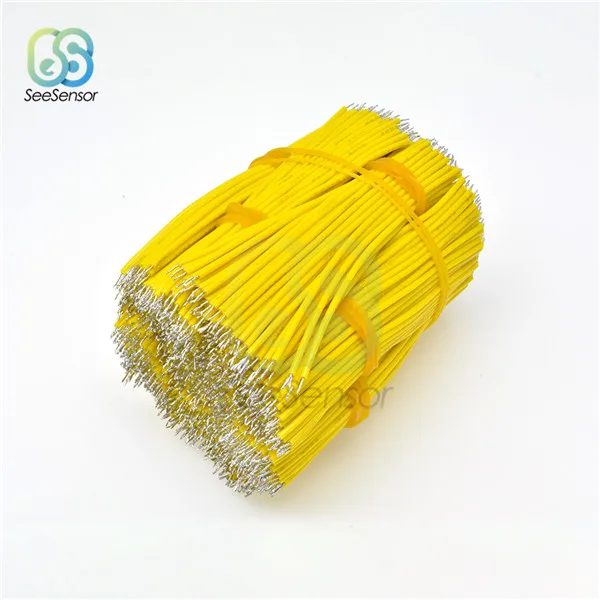 Yellow 100 шт./лот 24AWG 8 см гальванически лужёные макетная плата припоя кабель Fly джемпер Оловянная проволока проводящие провода 1007-24AWG разъем провода - Цвет: Yellow