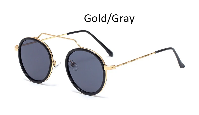 Gold Gray Новинка, винтажные женские солнцезащитные очки, роскошный бренд, Ретро стиль, круглая металлическая оправа, женские солнцезащитные очки, модные оттенки для женщин, Oculos UV400 - Цвет линз: Gold Gray