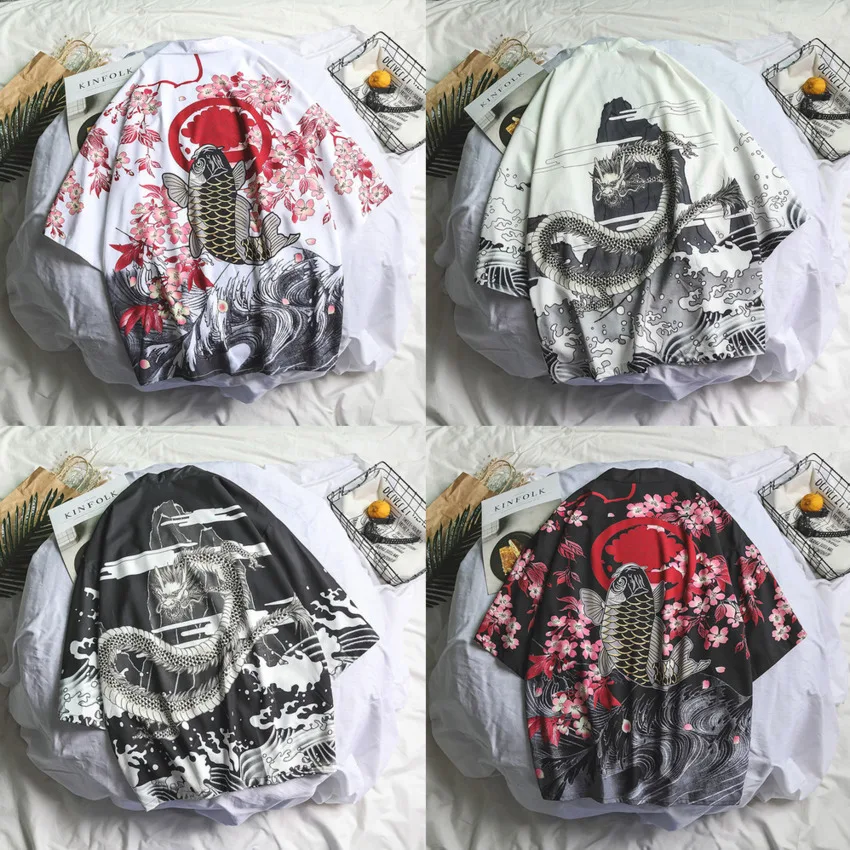 Кимоно для мужчин и женщин в японском стиле хаори кардиган с Самураем Журавлями