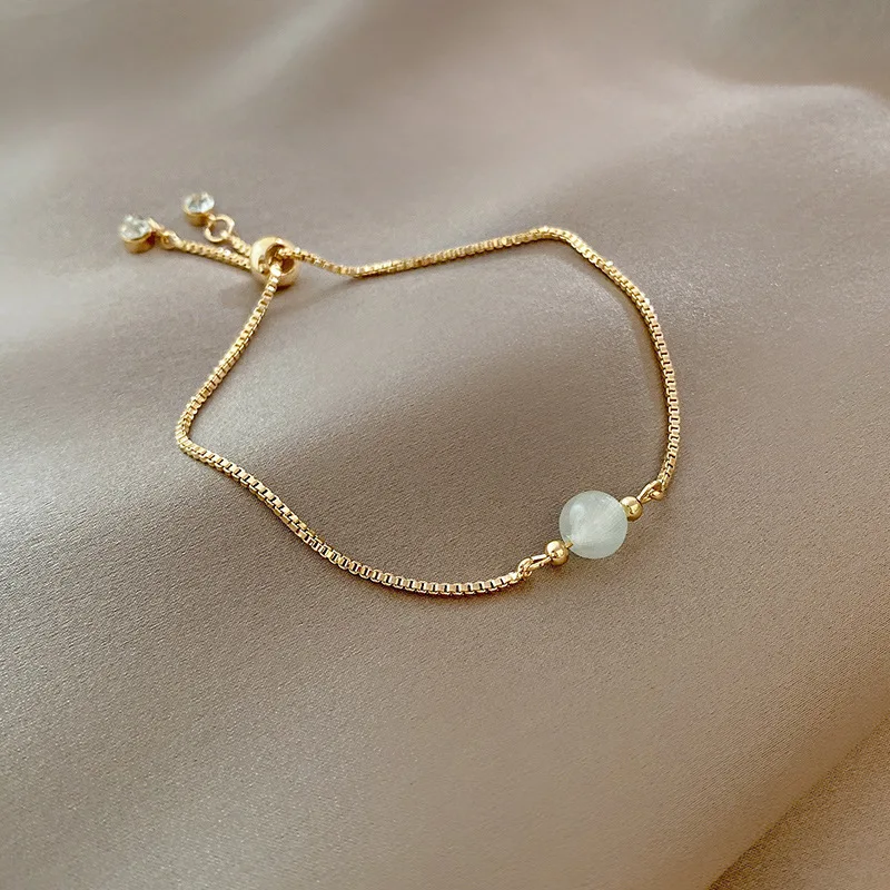 

An Opal Drawstring Adjustable Bracelet High-level Simple Retro French Bracelet Female Minority Bracelet Charm Bracelet