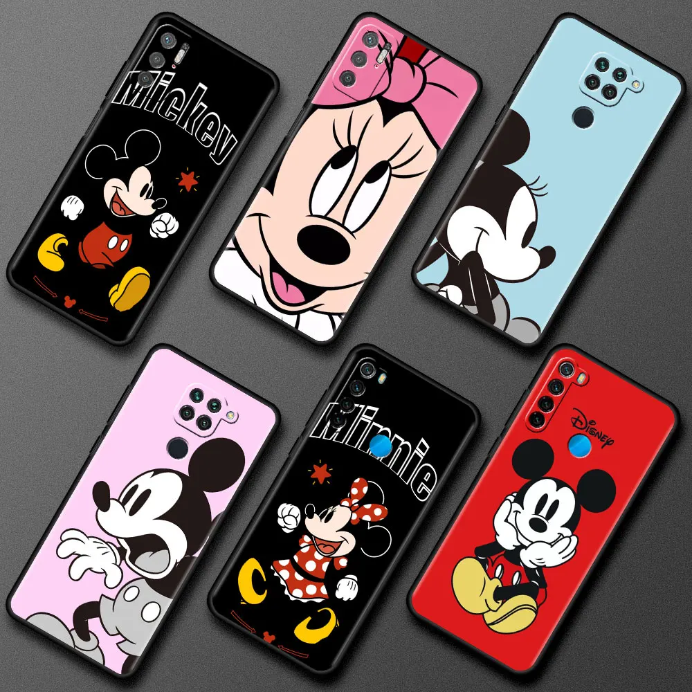 

Роскошный чехол Disney для Xiaomi Redmi Note 11 10 9 8 Pro, мультяшный черный мягкий силиконовый ударопрочный чехол для телефона с Микки и Минни