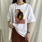 Женская футболка в стиле Харадзюку, летняя модная футболка с феминистским мультяшным принтом в стиле Instagram, уличная одежда большого размера, топы, повседневные женские футболки