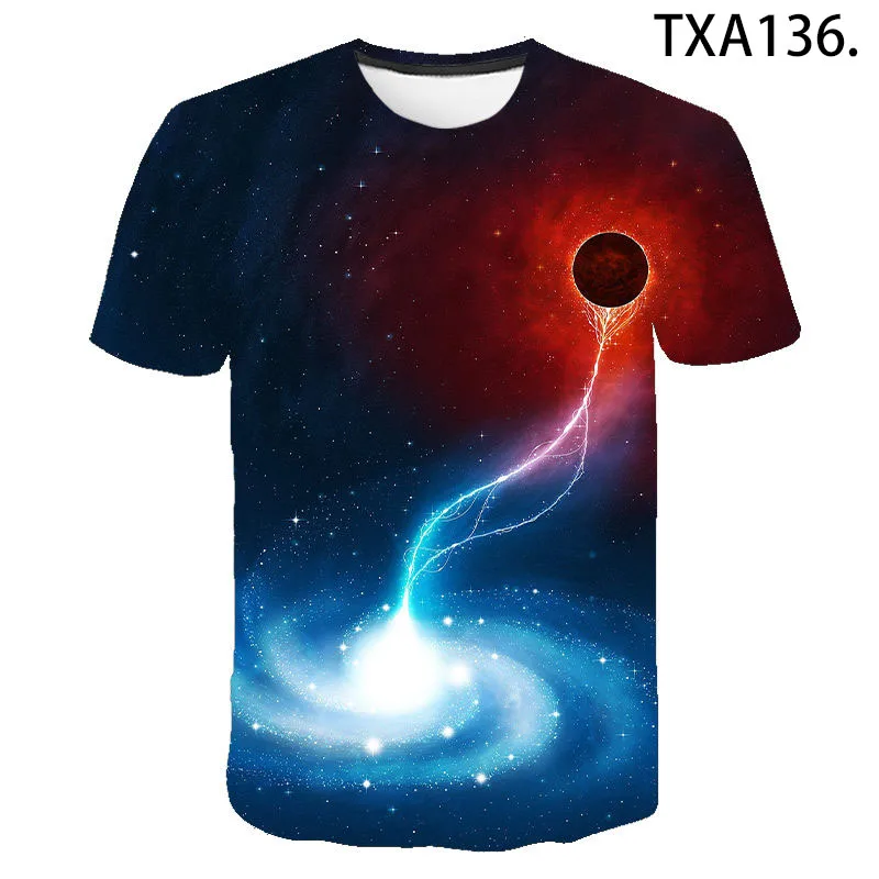 

Casual Summer Streetwear Man's T-shirt 2021 New Fashion 3D Printed Universe Women Clothes Short Sleeve Children Tee Tops