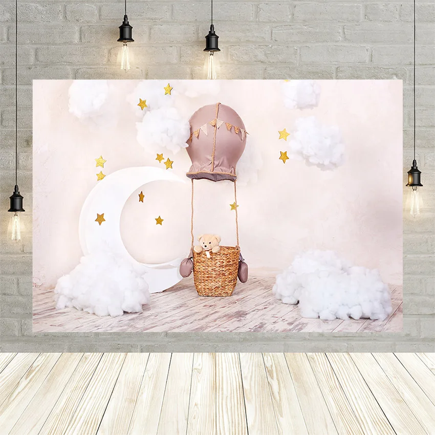 Фон для фотосъемки новорожденных Avezano деревянный пол облака Луна Звезда ребенок