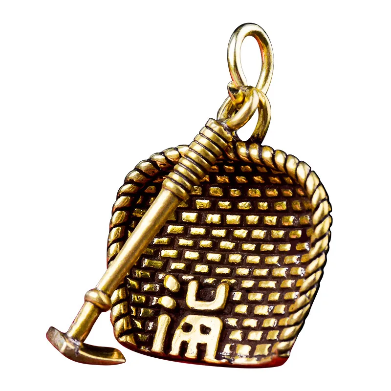 

4pcs Retro Chinese Dustpan Plow Pendant Keychains Brass/Alloy Personality Car Chain Pendant Key Foddle Spot Wholesale