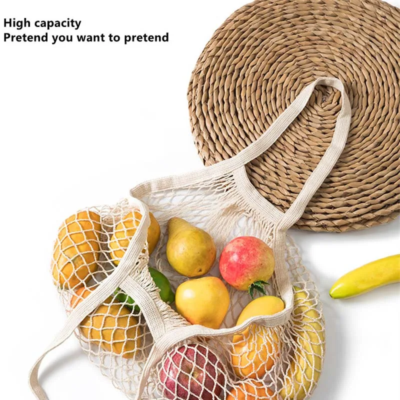 

Portable Reusable Grocery Bags for Fruit Vegetable Bag Cotton Mesh String Organizer Handbag Short Handle Net Shopping Bags Tote