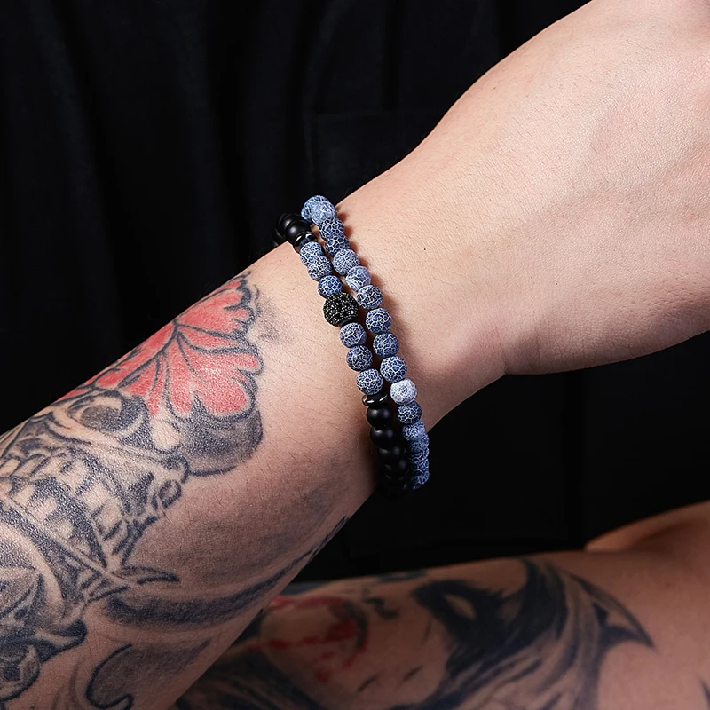 Diffone 2 шт./пара настоящий браслет из натурального камня для влюбленных диско шар