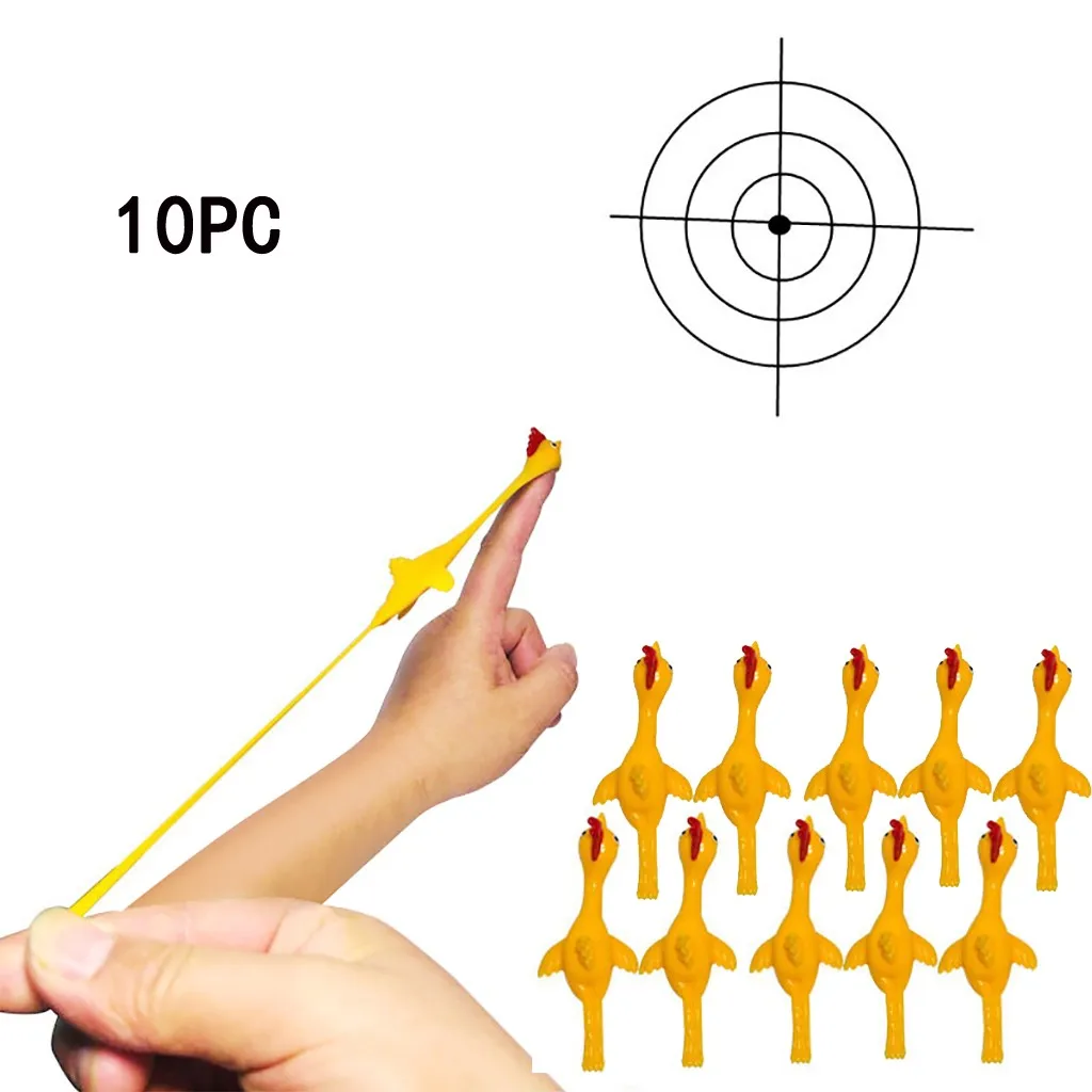 10 шт. Рогатка Flick Летающая курица эластичные забавные резиновые цыплята