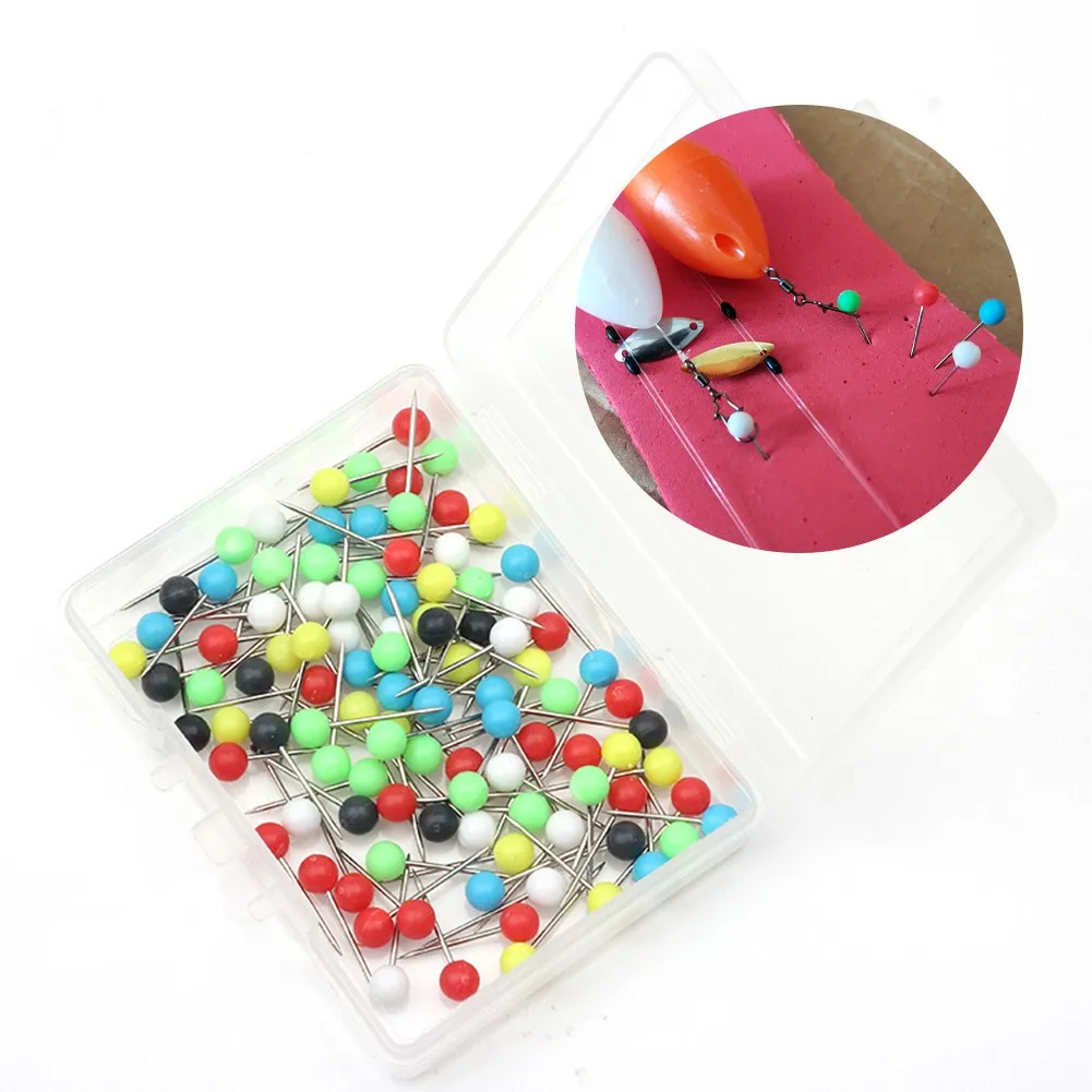

100pcs/Box Rig Safe Spare Pins Carp Fishing Rigs Box Line Winder Pin Round Head Multi-Color Fishing Pin Tackle Accessories Pesca