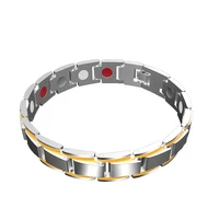 health energy bracelet bangle men 316l stainless steel bio magnetic bracelets black gold plated jewelry luxury fashion