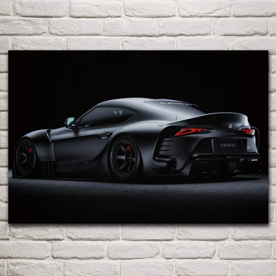 

Cool black matte sport cars speedy vehicle fanart fabric posters on the wall picture home art living room decoration KP383