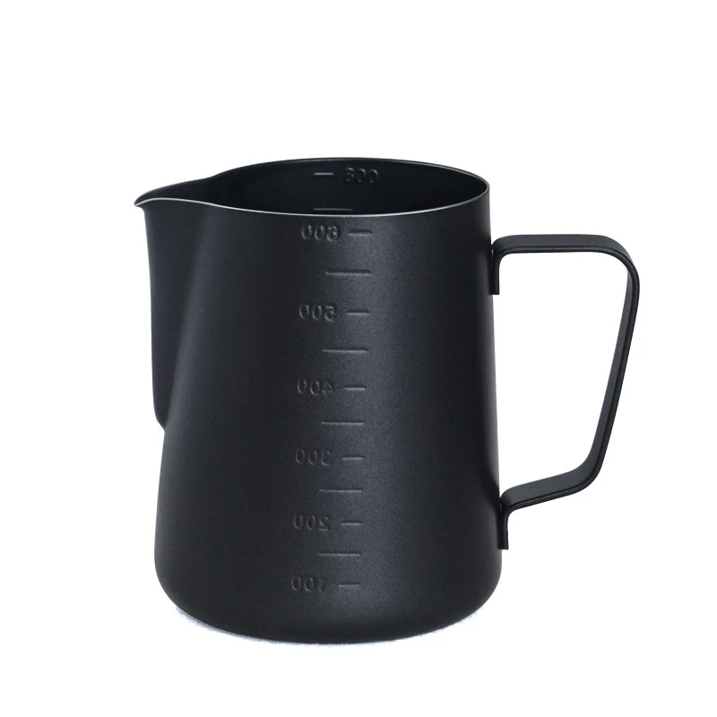 Black - 600ML Espresso Milk Frothing Pitcher with Measurement, Stainless Steel Creamer Macchiato Cappuccino Latte Art Making Pitcher Cups - Цвет: Black - 600ML
