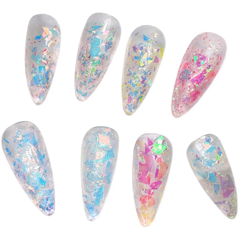 

2021 Opal Flake Glitter 3D Laser Nail Glitter Dust Nail Sequin Powder Shiny Effect Bright Shining Nail Decoration Manicure