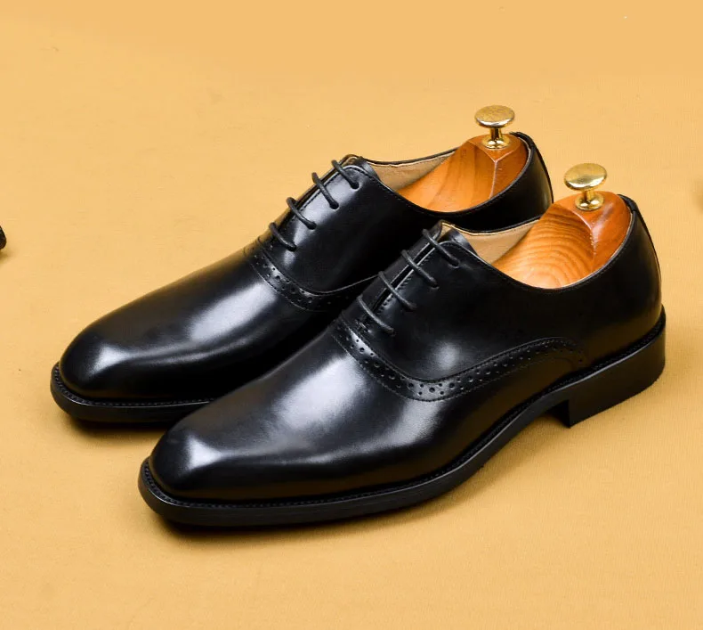 

Italian Mens Formal Shoes Genuine Leather Oxford Shoes For Men Black Blue Dress Shoes Wedding Shoes Lace Up Leather Brogues