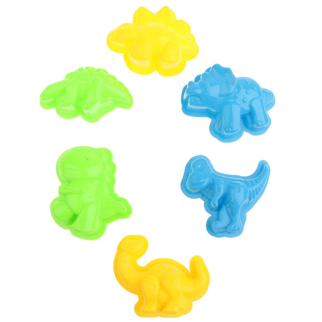 Set of 6 Plastic Sand Molds Dinosaur Beach Sand Castle Molds Sand Box Animal Mould Clay Toys Kids Children Baby Toys