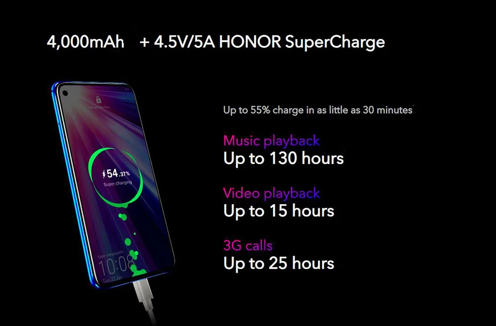 DHL Быстрая Honor V20 4G LTE мобильный телефон Kirin 980 Android 9,0 6," ips 2310X1080 8 Гб ram 256 ГБ rom МП NFC