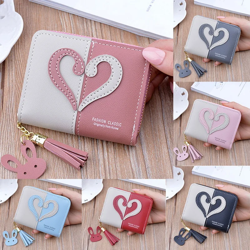 Женский кожаный кошелек с кисточками маленький для монет держатель карт мини