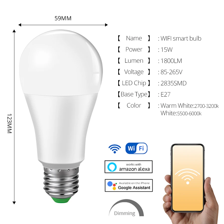 85-265 в E27 светодиодный светильник RGB 15 Вт Bluetooth Wifi приложение управление умная лампа 10 Вт RGBW подсветка rgbww лампа ИК пульт дистанционного управления Домашний Светильник ing