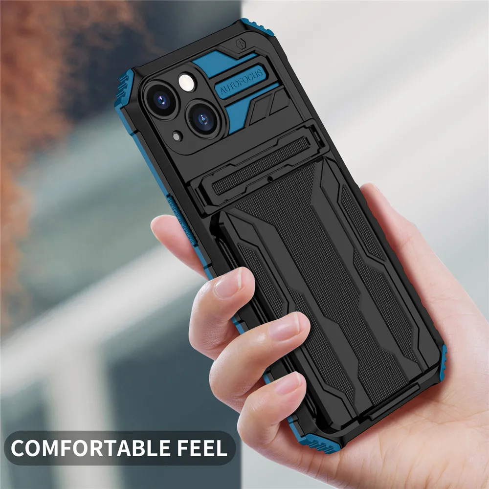 

Heavy Duty Kickstand Card Slot Armor Cover Case For iphone 13 12 11 Pro Max XR SE 2020 7 8 Plus Cover Coque Funda Bumper Capa