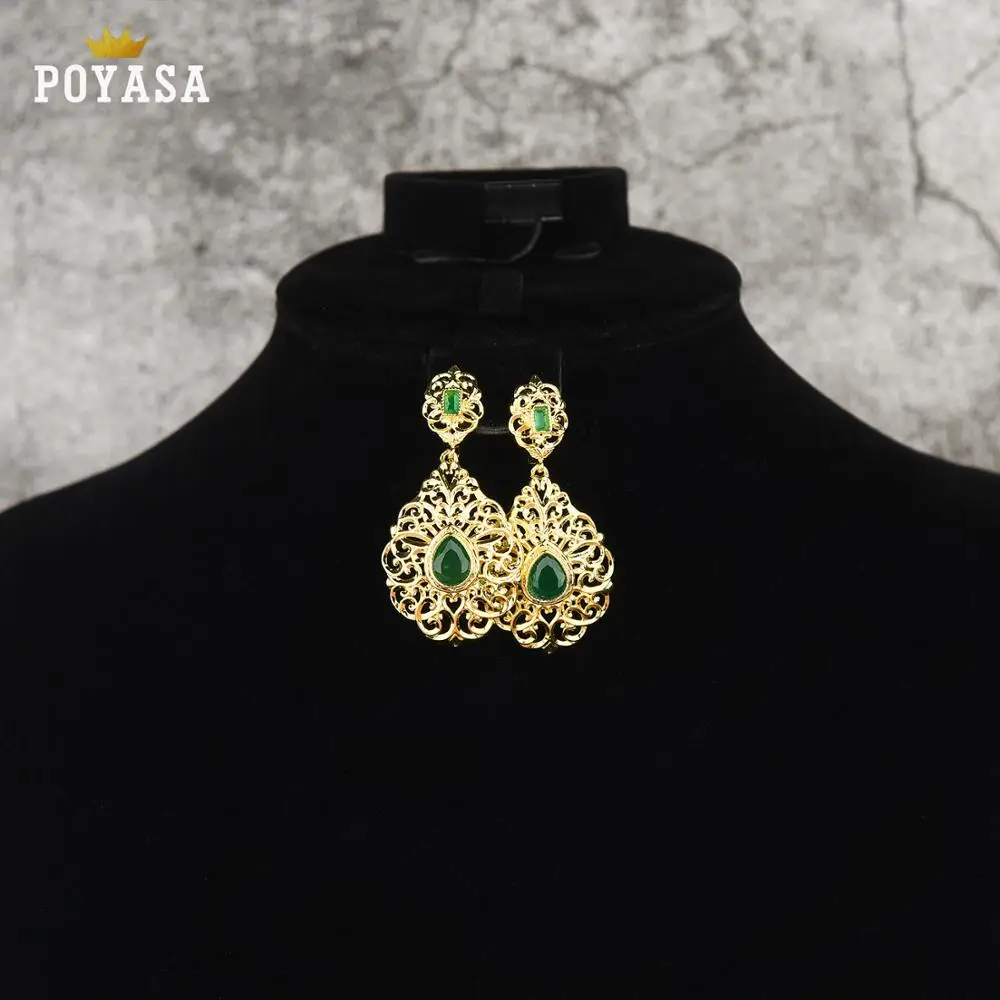 Марокканские кафтан свадебные золотые серьги красный и зеленый камень модные