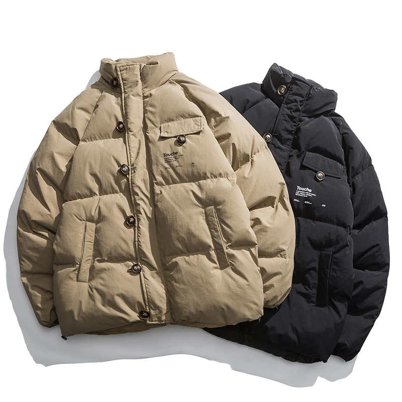 Пуховик мужской зимний однотонная парка бомбер пуховик в стиле Харадзюку