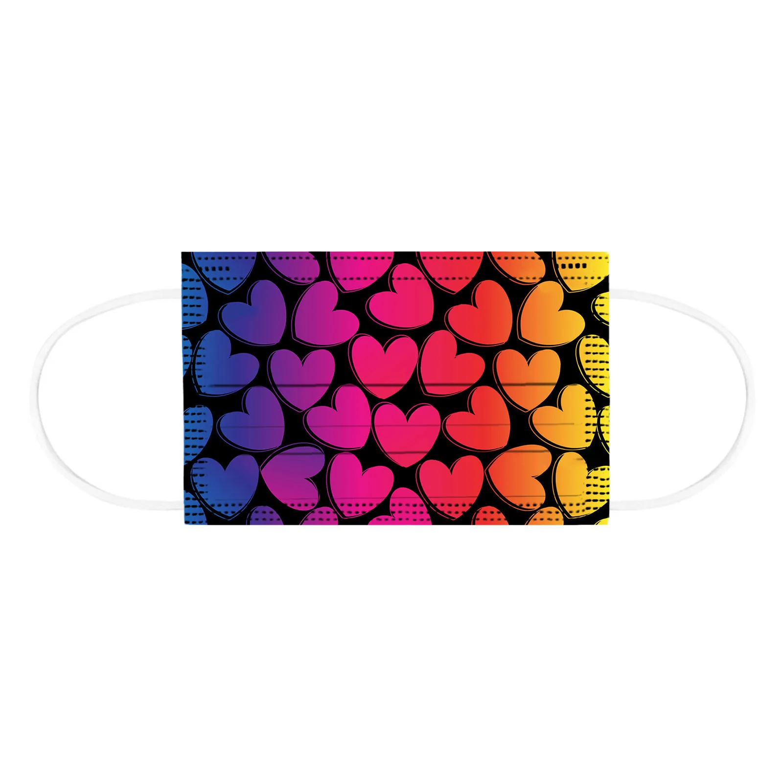 

face mask masque Mascarilla 50PCS Adult Disposable Valentine's Day Hearts 3Ply Protective Face Mask Unisex black face mask