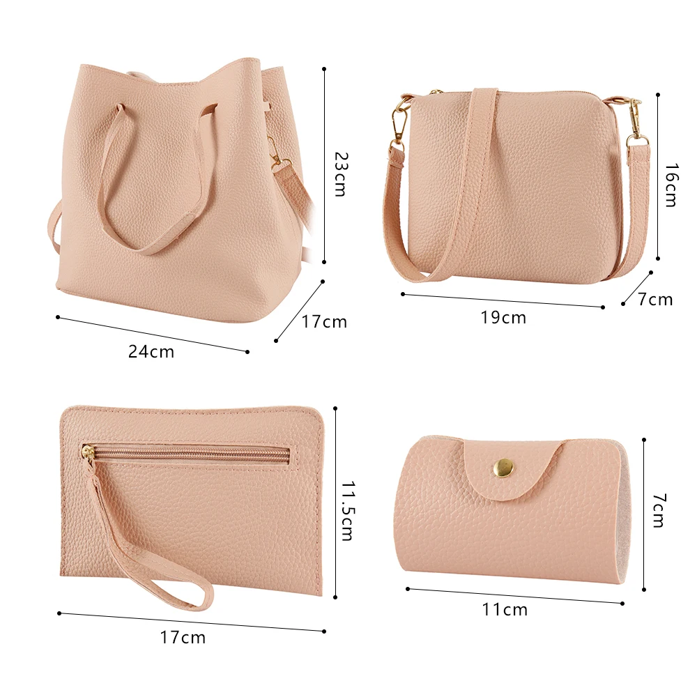 Комплект из 4 предметов женская сумка Модный женский кошелек и сумочка через