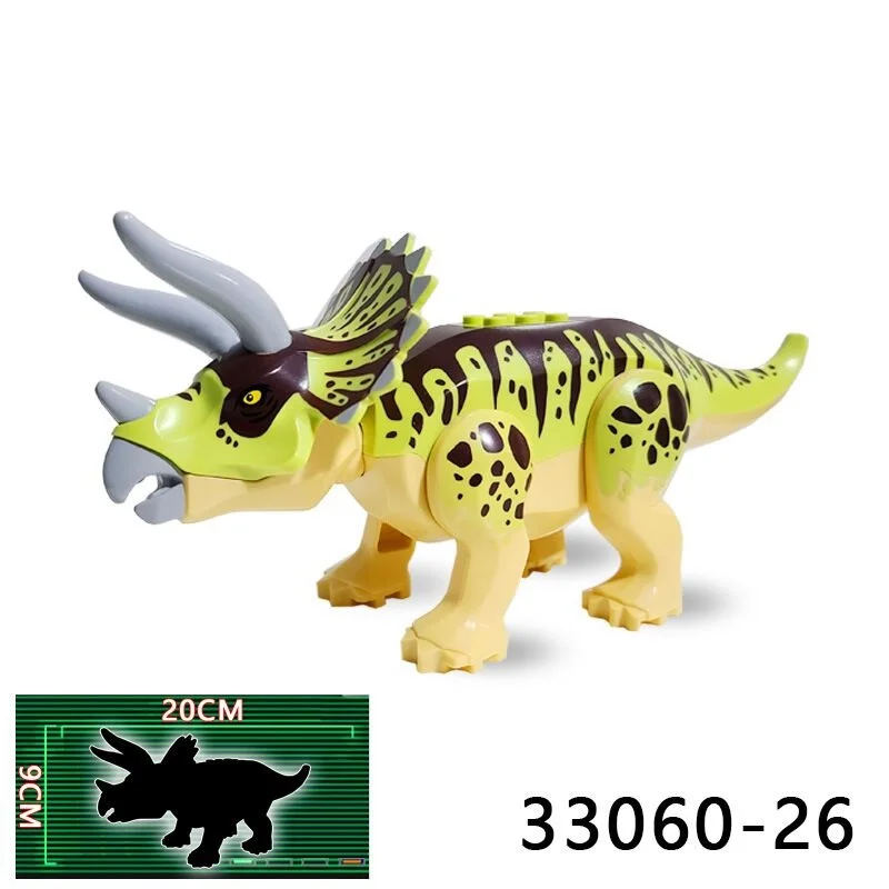

Building Blocks Blue Dinosaur Silver Grey Tyrannosaurus Rex Green Triceratops Figures For Children Toys 33060-25 33060-26