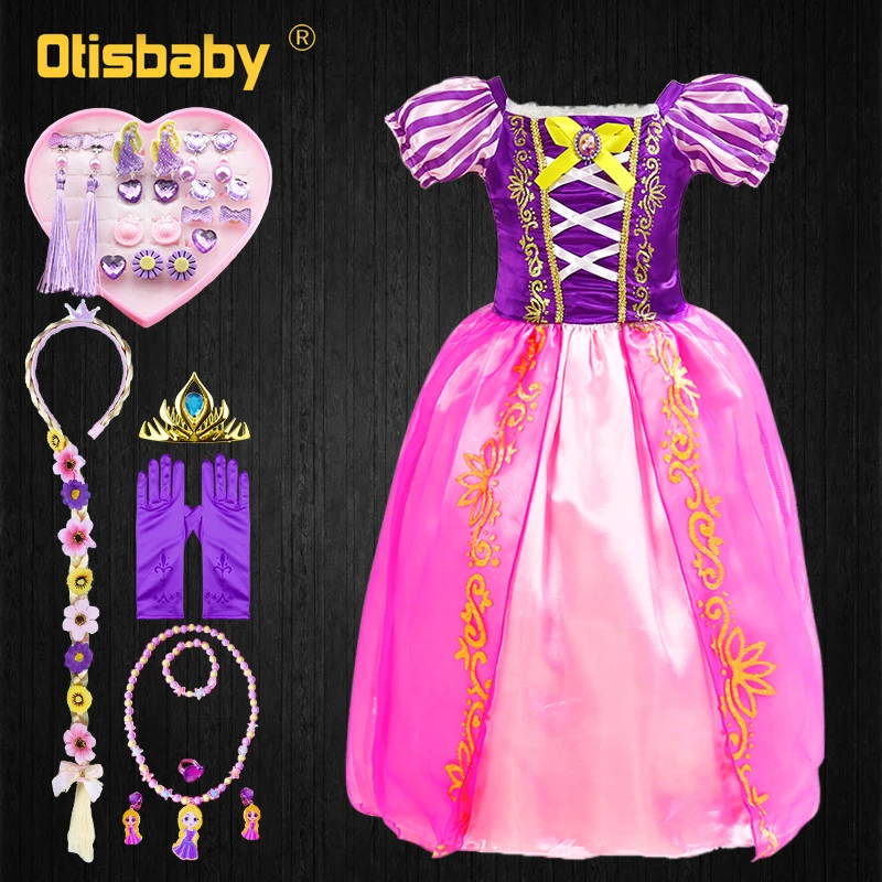 

Children Tangled Rapunzel Princess Dress + Accessories Halloween Carnival Christmas Girls Birthday Party Prom Fancy Girl Costume