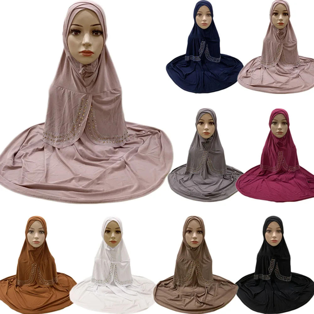 

One Piece Amira Muslim Women Hat Head Cover Cap Malaysia Scarf Hijab Turban Diamonds Head Wrap Shawls Pull On Ready Made To Wear