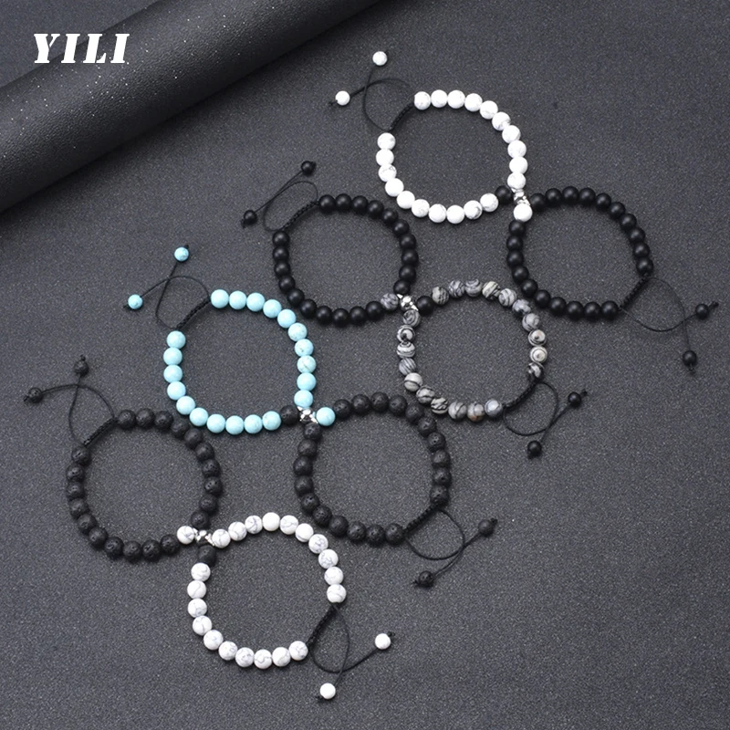 

2 Pieces Couples Magnetic Bracelets Natural Stone Beads Bracelets Magnet Matching Distance Relationship Bracelet Women Jewelry