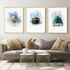 Абстрактная исламская мечеть купол скала храм плакаты Современная Картина на холсте Настенная картина печать картина для гостиной интерьер домашний декор