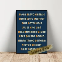 nato phonetic alphabet aviation art decor canvas painting retro poster pilot gift boys room decorate high quality wall stickers