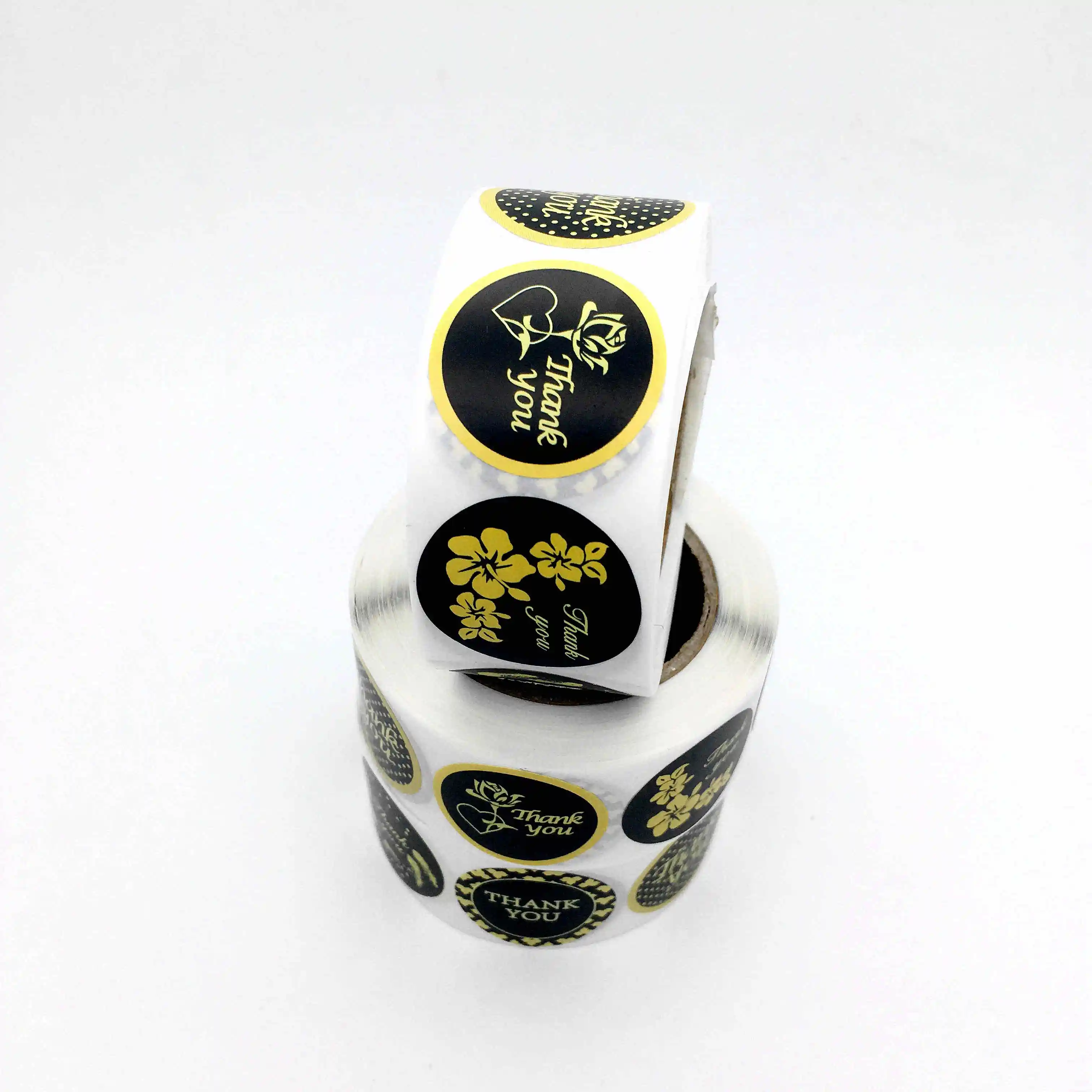 Ассорти золотых благодарственных наклеек в рулоне 5 уникальных дизайнов