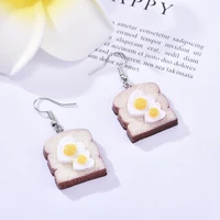 funny eggs toast dangle earrings cute lovely style bread food drop earrings for women teens girls party fashion jewelry gifts