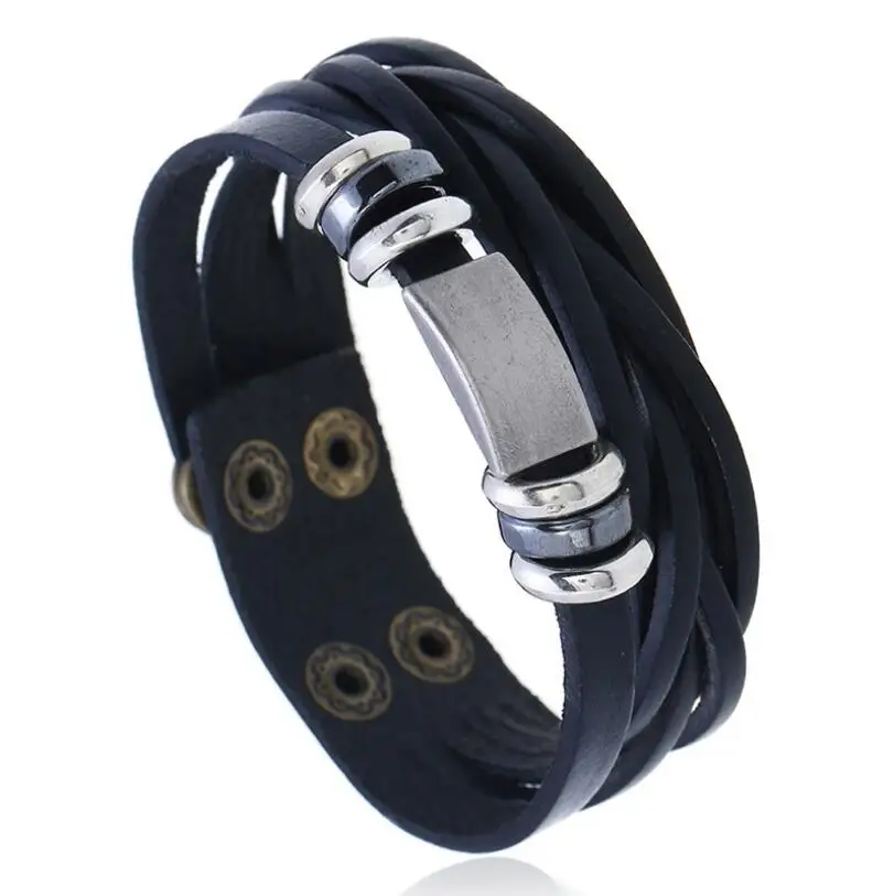 Винтажные кожаные браслеты для женщин модные двухслойные регулируемые и мужские