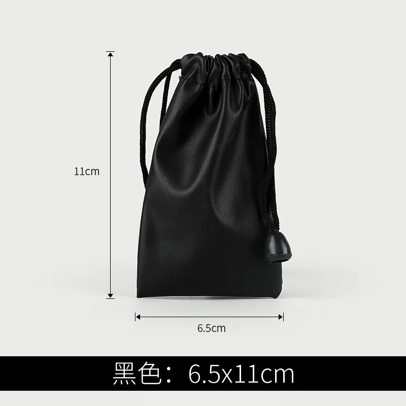 black 6.5x11cm Высокое Качество Пользовательский логотип сумка из искусственной кожи шнурок сумки гарнитура Кабель для передачи данных Водонепроницаемый хранения струнная сумка для подарков - Цвет: black 6.5x11cm