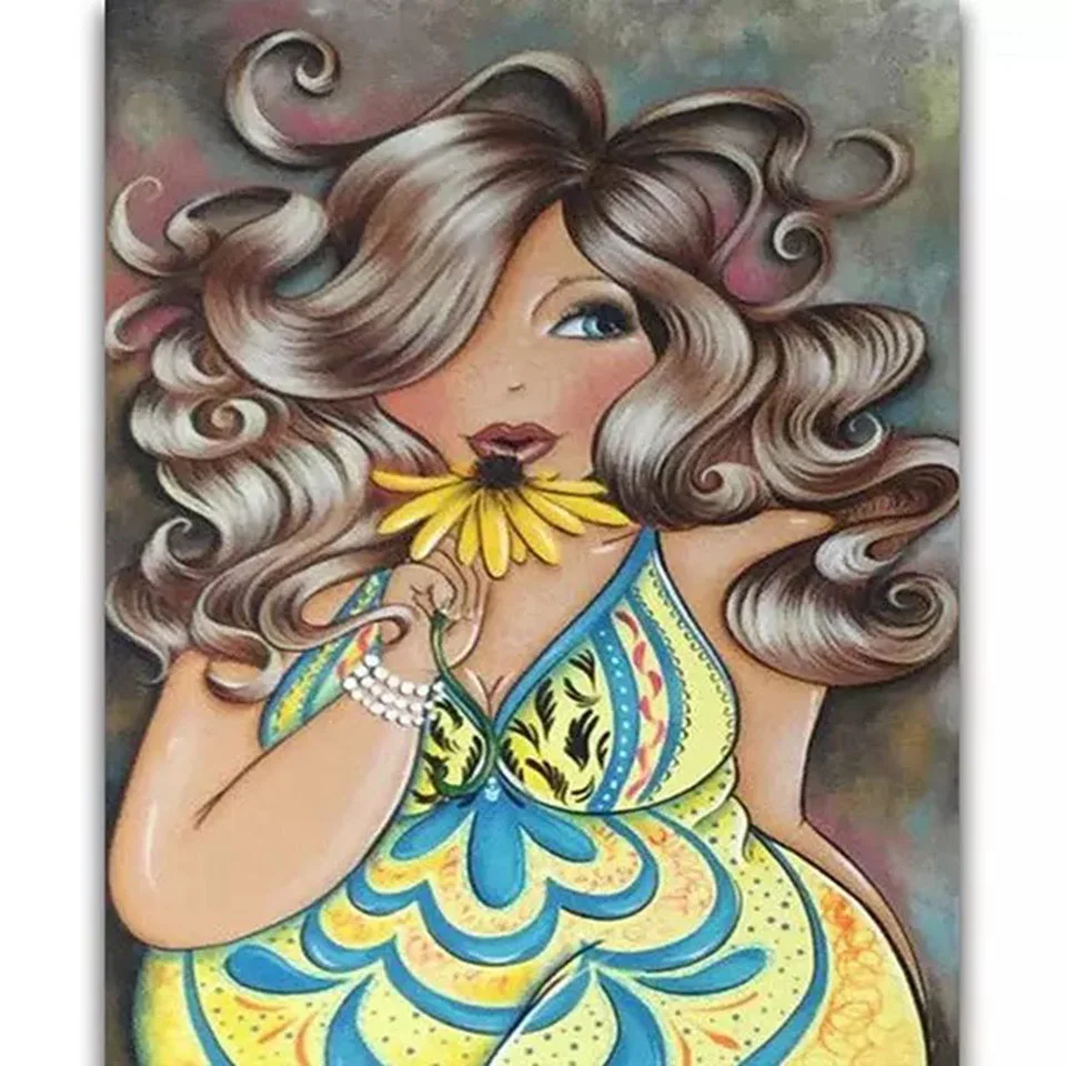 

Home Full Square Diamond 5D DIY Diamond Painting Custom Portrait "Fashion Fat Beauty" Embroidery Cross-stitch 3D Home Decor Gift