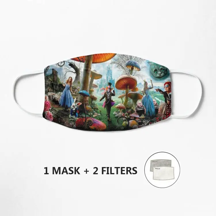 

ALICE IN WONDERLAND : Modern Advertising Print Mask Anti-Dust Mask Windproof Reusable Masque Washable Face Mask Mouth